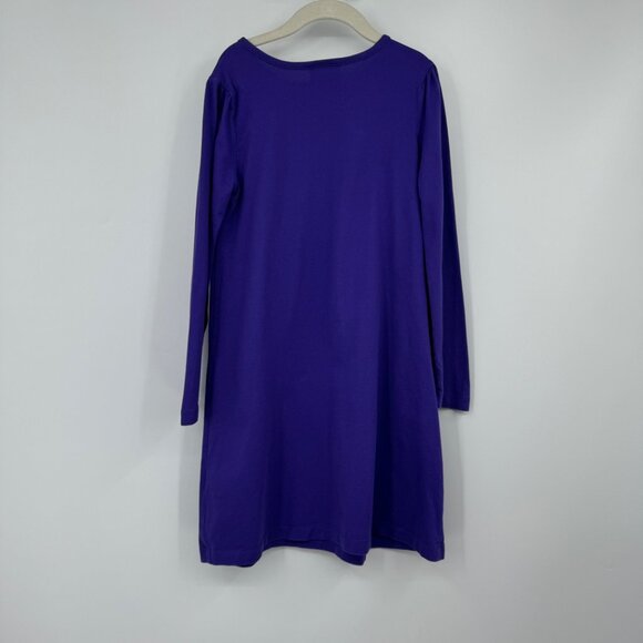 Hanna Andersson Purple Peacock Feather Dress Size 130 8 long sleeve - Picture 5 of 6